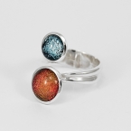 Adjustable Double Cabochon Dichroic Ring